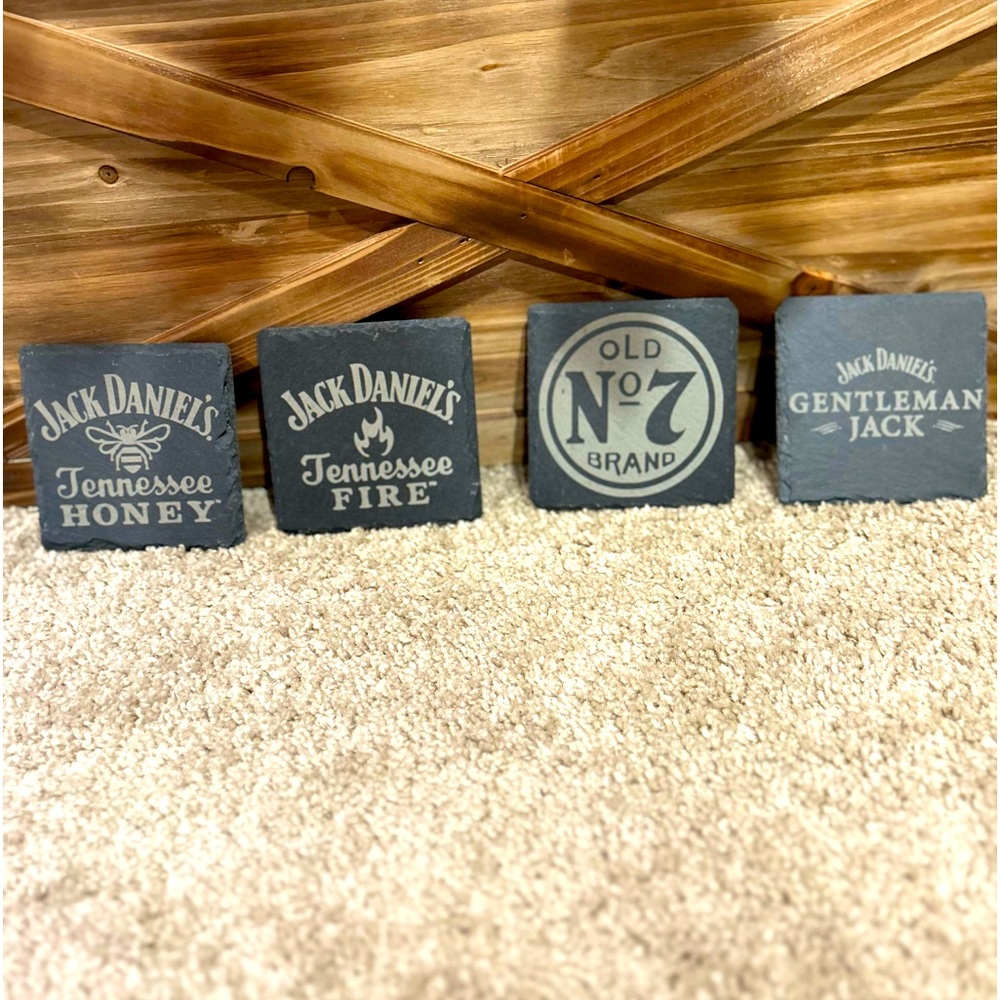 4 Custom Jack Daniels Engraved Slate Coasters